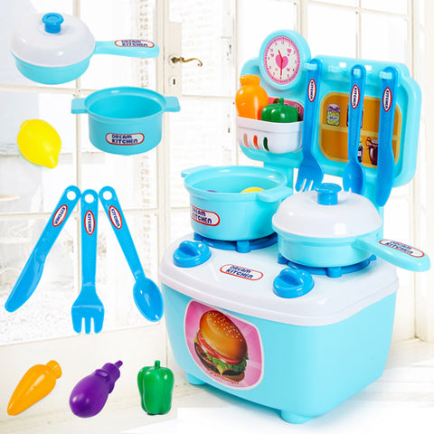 Children Simulation Kitchenware Pretend-game Small Tableware Toy Set blue