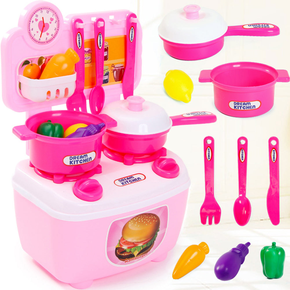 Children Simulation Kitchenware Pretend-game Small Tableware Toy Set Pink