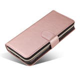 For Samsung S10/S20/S10E/ S10 Plus Pu Leather  Mobile Phone Cover Zipper Card Bag + Wrist Strap Rose gold