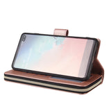 For Samsung S10/S20/S10E/ S10 Plus Pu Leather  Mobile Phone Cover Zipper Card Bag + Wrist Strap Rose gold