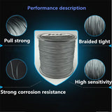 Fishing Line 8 Strands PE Braided 500 Meters Multifilament Fishing Line Rope Wire white_10