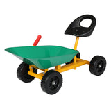 Kids Ride On Sand Dumper With Wheels, Outdoor Sandbox Toy Wheelbarrow For Kids Green