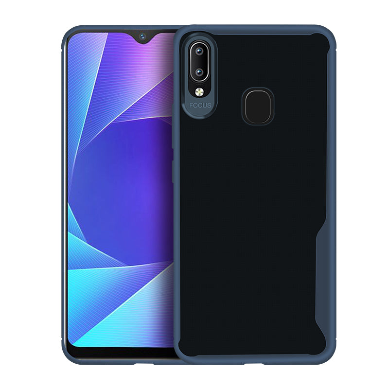 For VIVO Y95 /Y91 with fingerprint hole Ultra Slim Translucent Non-slip Shockproof TPU Back Cover  Transparent Blue