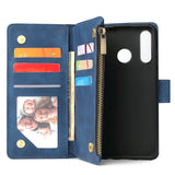 For HUAWEI P30 HUAWEI P30 lite HUAWEI P30 pro Multi-card Bracket Coin Wallet Zipper Mobile Phone PU Leather Phone Case  2 blue