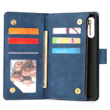 For HUAWEI P30 HUAWEI P30 lite HUAWEI P30 pro Multi-card Bracket Coin Wallet Zipper Mobile Phone PU Leather Phone Case  2 blue