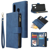 For HUAWEI P30 HUAWEI P30 lite HUAWEI P30 pro Multi-card Bracket Coin Wallet Zipper Mobile Phone PU Leather Phone Case  2 blue