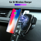 Car Qi Wireless Charger Quick Charge Fast Wireless Car Mount Holder for Phone black