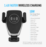 Car Qi Wireless Charger Quick Charge Fast Wireless Car Mount Holder for Phone black