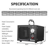 ZOKOP Commercial Industrial Grade 5000mg Ozone Air Purifier Removal of Formaldehyde / Second-Hand Smoke / Odor / Musty / Dust *