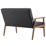 126 x 70 x 84cm Two-person Retro PU Leather Lounge Chair Light Black