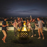 22" Hexagonal Shaped Iron Brazier Wood Burning Fire Pit Decoration for Backyard Poolside