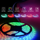 2 Packed 16.4 FT 150 LEDs SMD 5050 RGB Strip Light Kit Weather-proof Color Changing Strong Adhesive Decoration Lighting with 44-key Remote Control and 5A US Power Adapter