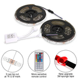 2 Packed 16.4 FT 150 LEDs SMD 5050 RGB Strip Light Kit Weather-proof Color Changing Strong Adhesive Decoration Lighting with 44-key Remote Control and 5A US Power Adapter