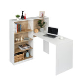 FCH Particleboard Pasted Triamine Steel Frame With Four Simple Bookshelf Computer Desk White Wood Grain Color **