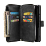 For Samsung S10/S20/S10E/ S10 Plus Pu Leather  Mobile Phone Cover Zipper Card Bag + Wrist Strap black