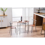 Brown Wood Grain PVC Breakfast Table (One Table and Two Chairs) **