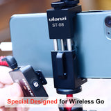 ST-08 Phone Tripod Wireless Go Microphone Bracket Cellphone Clip with Universal Cold Shoe for LED Video Light Vlog Mount black