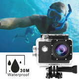 HD Action Camera - IP68 Case, 140-Degree Lens, 2-Inch Display, 5MP CMOS Sensor, 30FPS, 900mAh Battery, 32GB SD Card Slot