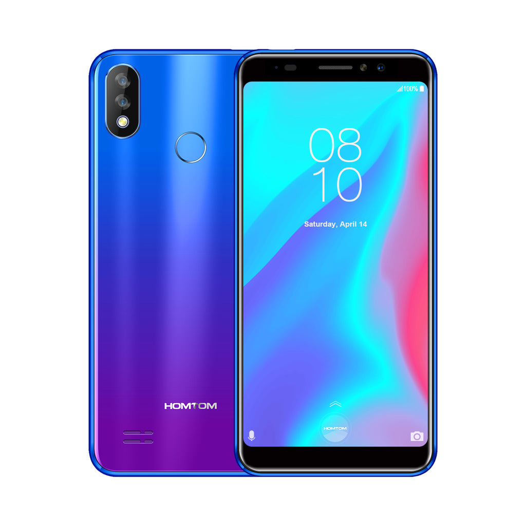 HOMTOM C8 Smartphone - 5.5 Inch Display, 2GB RAM, 32GB ROM,  Android 8.1, 4G LTE, Face Fingerprint Identification (Blue)