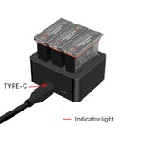 Faster Charger TYPE-C Charging Hub for DJI Sport Camera OSMO ACTION Charger for 1300 mAh Lithium Battery Osmo Action Accessories black