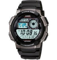 Casio Men's AE1000W-1BVCF Silver-Tone and Black Digital Sport Watch with Black Resin Band