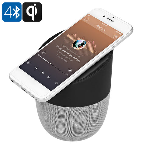 Bluetooth Speaker With Wireless Charger - BT 4.2, 5 Watt Speaker, Qi Wireless Charging, 1800mAh Battery