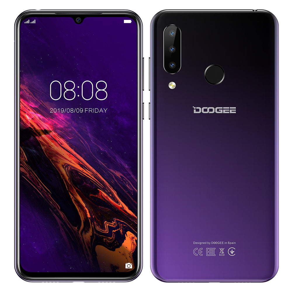 Doogee N20 4G Smartphone 6.3"" Waterdrop Screen Mobile Phone 4GB+64GB Octa Core 16MP Triple Rear Cameras 4350mAh 10w Quick Charge purple