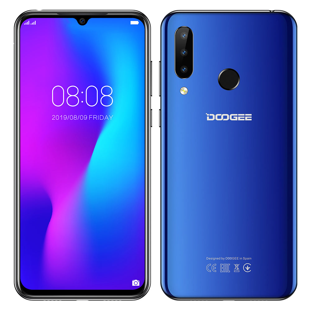 Doogee N20 4G Smartphone 6.3"" Waterdrop Screen Mobile Phone 4GB+64GB Octa Core 16MP Triple Rear Cameras 4350mAh 10w Quick Charge blue