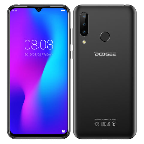 Doogee N20 4G Smartphone 6.3"" Waterdrop Screen Mobile Phone 4GB+64GB Octa Core 16MP Triple Rear Cameras 4350mAh 10w Quick Charge black