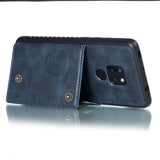 For HUAWEI MATE 20 Double Buckle Non-slip Shockproof Cell Phone Case with Card Slot Bracket blue