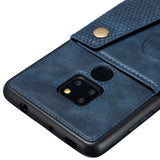 For HUAWEI MATE 20 Double Buckle Non-slip Shockproof Cell Phone Case with Card Slot Bracket blue