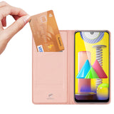 DUX DUCIS For Samsung M31 Leather Mobile Phone Cover Magnetic Protective Case Bracket with Cards Slot Pink