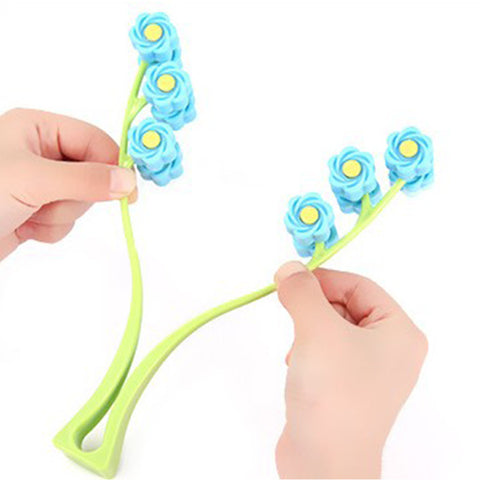 Facial Massager Roller Portable Flower Shape Face-lift Machine Elastic Anti Wrinkle Slimming Face  -Blue