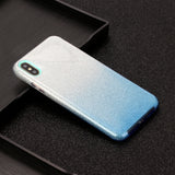 For iphone X/XS/XR/XS MAX/11/11 pro MAX Phone Case Gradient Color Glitter Powder Phone Cover with Airbag Bracket blue