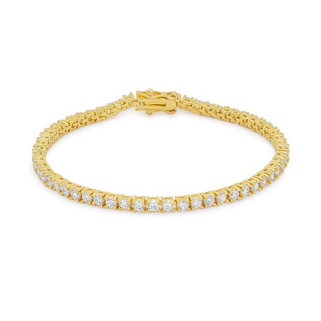 Goldtone Finish Victorian Cubic Zirconia Tennis 8 Inch Bracelet