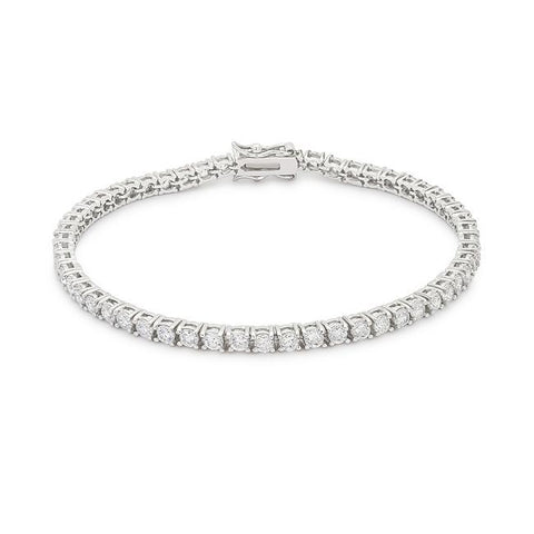 Silvertone Finish Victorian Cubic Zirconia Tennis 8 Inch Bracelet