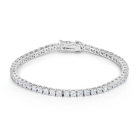 Silvertone Finish Victorian Cubic Zirconia Tennis 7 Inch Bracelet