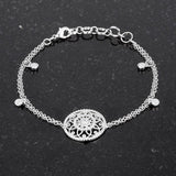 .5 Ct Rhodium Bracelet with Interlocking Circles and CZ