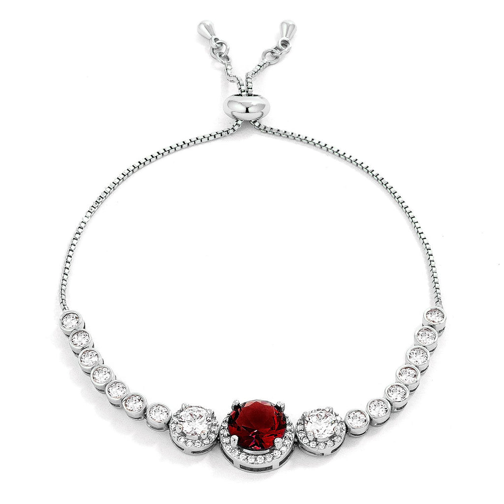 Deep Red and Clear CZ Bolo Style Tennis Bracelet