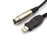 USB Male to 3 Pin XLR Female Microphone MIC Studio Audio Link Cable Cord Adapter Microphone Cable Studio Audio Link Cable black