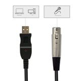 USB Male to 3 Pin XLR Female Microphone MIC Studio Audio Link Cable Cord Adapter Microphone Cable Studio Audio Link Cable black