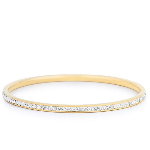 Simple Goldtone Finish Crystal Bangle