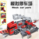 Children Simulation Fire Engineering Vehicle Parking Lot Educational  Pull-back Car Set for Kids yellow