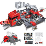 Children Simulation Fire Engineering Vehicle Parking Lot Educational  Pull-back Car Set for Kids red