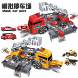 Children Simulation Fire Engineering Vehicle Parking Lot Educational  Pull-back Car Set for Kids red