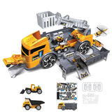 Children Simulation Fire Engineering Vehicle Parking Lot Educational  Pull-back Car Set for Kids yellow