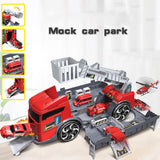 Children Simulation Fire Engineering Vehicle Parking Lot Educational  Pull-back Car Set for Kids red