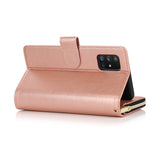 For Samsung A51 5G/A71 5G/Note 10 pro Pu Leather  Mobile Phone Cover Zipper Card Bag + Wrist Strap Rose gold