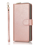 For Samsung A51 5G/A71 5G/Note 10 pro Pu Leather  Mobile Phone Cover Zipper Card Bag + Wrist Strap Rose gold