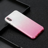 For iphone X/XS/XR/XS MAX/11/11 pro MAX Phone Case Gradient Color Glitter Powder Phone Cover with Airbag Bracket blue